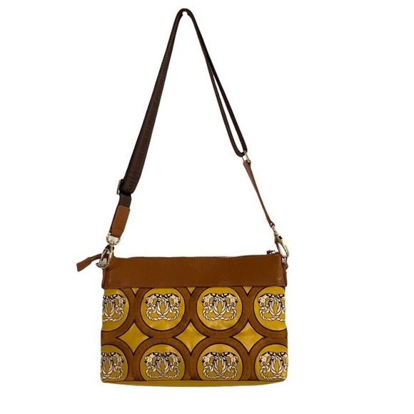 Sharif Handbags - Vintage Sharif Handbag Crossbody Shoulder Purse Africa Jungle Embroidery Leather